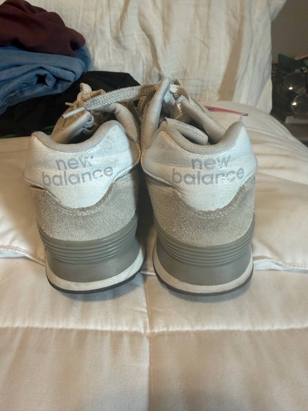 New Balance Light Gray Suede & Leather Sneakers